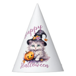 Schattig roze Halloween Verjaardagsfeestje Kitten  Feesthoedjes