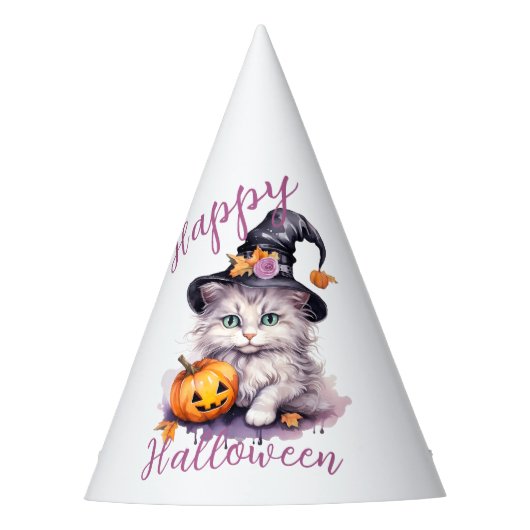 Schattig roze Halloween Verjaardagsfeestje Kitten Feesthoedjes (Voorkant)