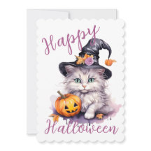 Schattig roze Halloween Verjaardagsfeestje Kitten 