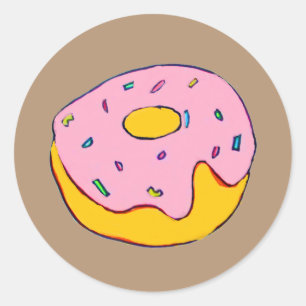 Schattig roze ijsdonut kleurrijk eten ronde sticker