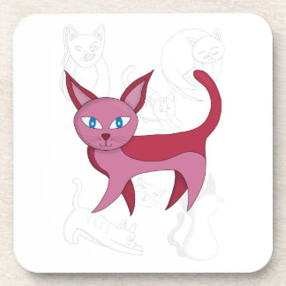 Schattig roze kat en keukendoppen, dekvet Hoesje Bier Onderzetter
