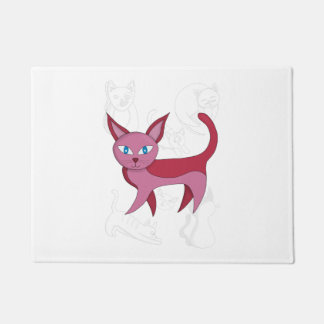 Schattig roze kat en keukendoppen, dekvet Hoesje Deurmat