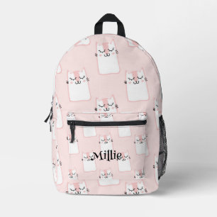 Schattig roze kat ontwerp meisjes school bedrukte rugzak