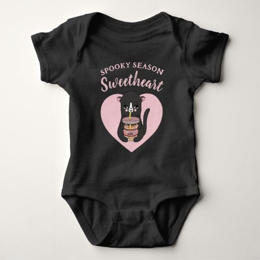Schattig roze kawaii kat spooky seizoen lieverd romper (Voorkant)