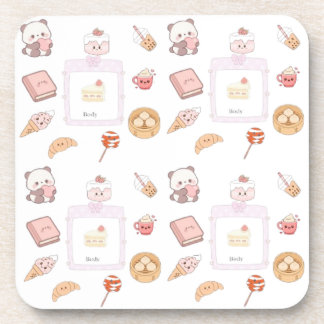 Schattig Roze Kawaii Zoete Traktaties Dessert Ontw Bier Onderzetter