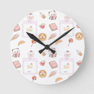 Schattig Roze Kawaii Zoete Traktaties Dessert Ontw Ronde Klok