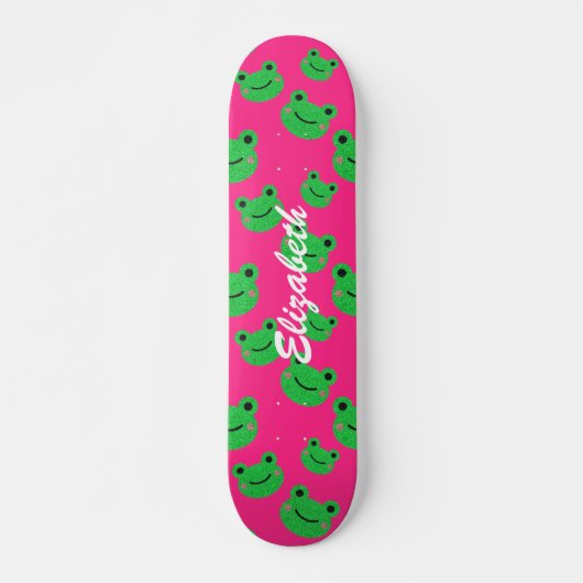 schattig roze kikkerpatroon Skateboard (Voorkant)