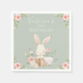 Schattig roze konijn 2 twee tweede verjaardag groe servet