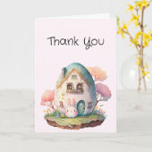 Schattig roze konijn kawaii stijl dank u kaart (Gele Bloem)