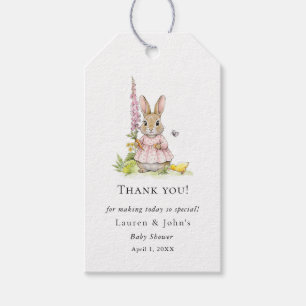 Schattig roze konijntje meisje babyshower bedankt cadeaulabel