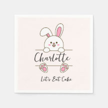 Schattig Roze Konijntje Meisje's Laten we Taart Et