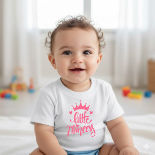Schattig Roze Kroontje Kleine Prinses Baby T-Shirt