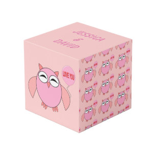 Schattig roze liefde je uil aangepaste foto kubus