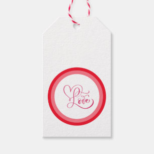 Schattig Roze Liefdesstijlontwerp Cadeaulabel