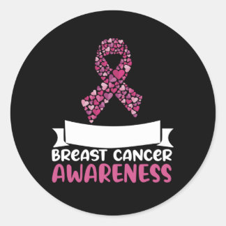 Schattig roze lint borstkanker bewustzijn vrouwen ronde sticker