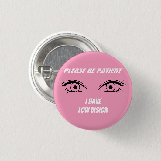 Schattig roze low vision Button (Voorkant /achterkant)