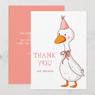 Schattig Roze Meisje Eén Dwaas Gans Verjaardag Bedankkaart