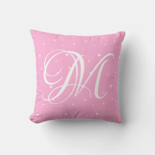 Schattig roze Monogram Naam Sierkussen