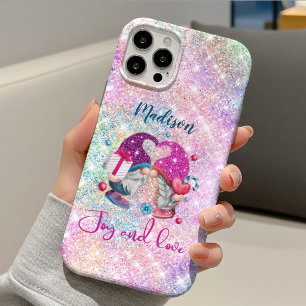 Schattig roze nepschitterende kabouter kerstmonogr iPhone 11 pro hoesje