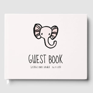 Schattig roze olifant Baby shower Gastenboek
