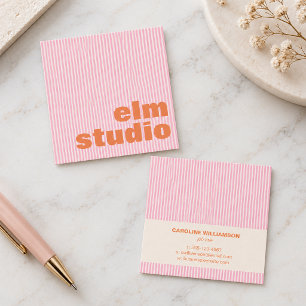Schattig Roze Oranje Gestreept Vet Vierkant Kleurr Vierkante Visitekaartje