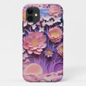 Schattig Roze Paarse Pastel Bloemen Uitsnijdpatroo Case-Mate iPhone Case (Achterkant)