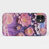 Schattig Roze Paarse Pastel Bloemen Uitsnijdpatroo Case-Mate iPhone Case (Achterkant (horizontaal))