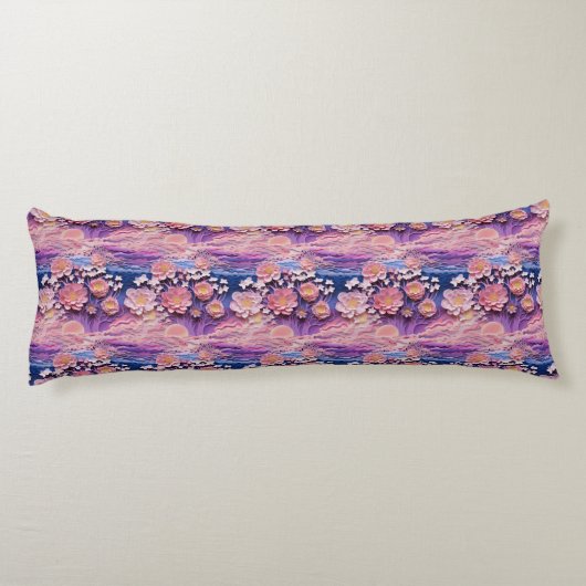 Schattig Roze Paarse Pastel Bloemen Uitsnijdpatroo Lichaamskussen (Achterkant)