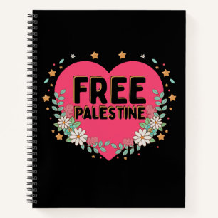 schattig roze Palestina hart grafisch ontwerp Notitieboek