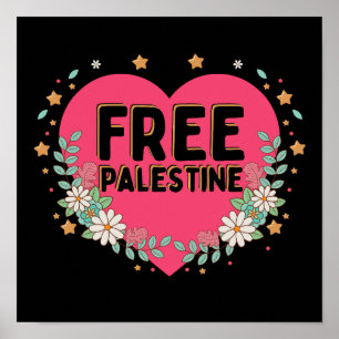schattig roze Palestina hart grafisch ontwerp Poster