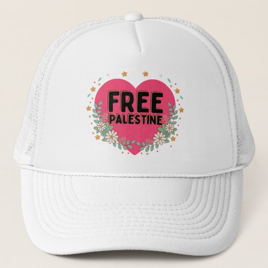 schattig roze Palestina hart grafisch ontwerp Trucker Pet (Voorkant)