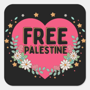 schattig roze Palestina hart grafisch ontwerp Vierkante Sticker
