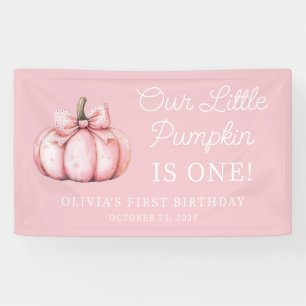 Schattig Roze Pompoen Meisje Baby 1e Verjaardag Spandoek