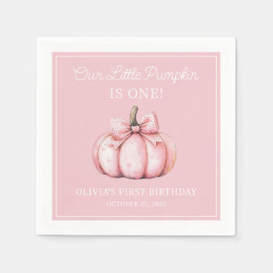Schattig Roze Pompoen Meisje Baby Eerste Verjaarda Servet