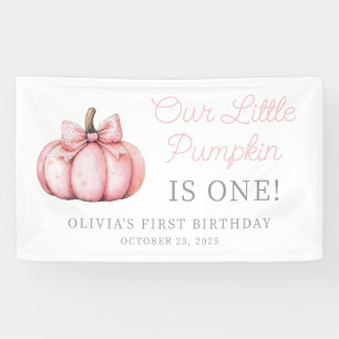Schattig Roze Pompoen Meisje Baby Eerste Verjaarda Spandoek