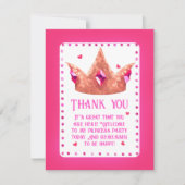 Schattig roze prinses verjaardag flat dank u kaart (Voorkant)
