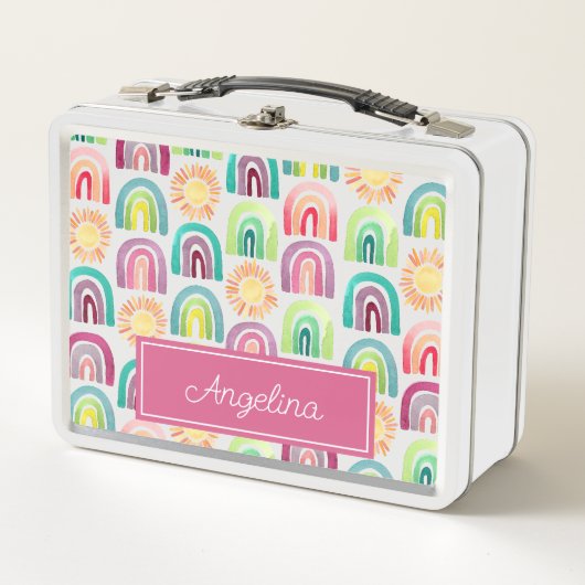 Schattig Roze Regenbogen & Zonnen Patroon Terug na (Voorkant)