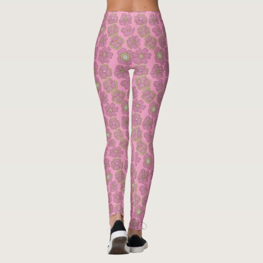 Schattig roze retro bloemen patroon leggings (Achterkant)