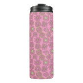 Schattig roze retro bloemen patroon thermosbeker (Voorkant)