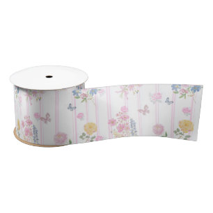 Schattig Roze Roze Bloem Vlinder Lint