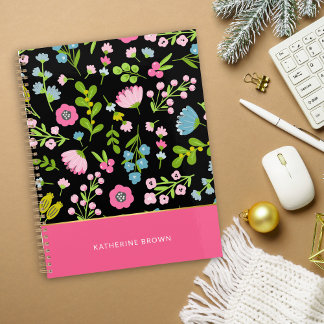 Schattig Roze Stijlvol Bloemengirly 2026 Planner