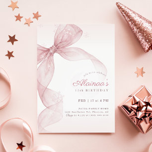 Schattig Roze Strik Meisje 15e Winter Verjaardagsf Kaart