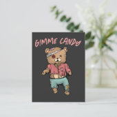 Schattig roze teddybeer zombie gimme Snoep hallowe Briefkaart (Staand voorkant)