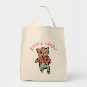 Schattig roze teddybeer zombie gimme Snoep hallowe Tote Bag