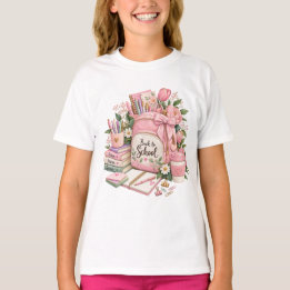 Schattig Roze Terug naar School Meisjes T-Shirt |
