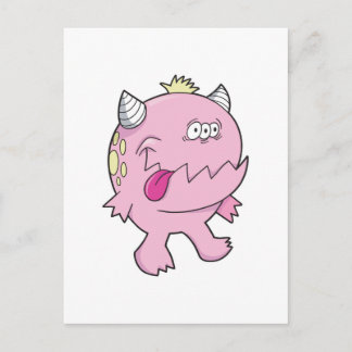 schattig roze tongschotel monster briefkaart
