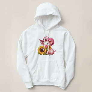 Schattig Roze Varken met Cowgirl Hoed en Zonnebloe Hoodie
