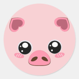 Schattig roze varken ronde sticker
