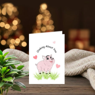 Schattig roze varken voor Valentijn Kaart