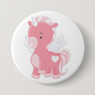 Schattig Roze Vliegende Eenhoorn Pegacorn Ronde Button 7,6 Cm